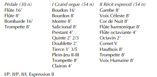 Composition de l'orgue Moitessier
